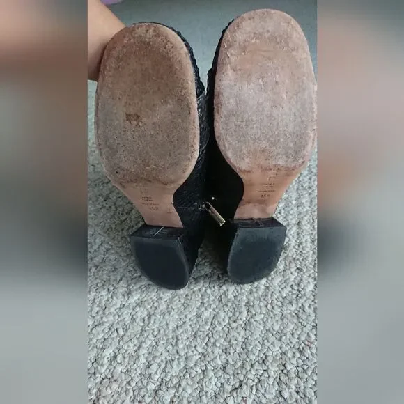 TIBI Wyatt embossed Buckle leather ankle Booties In Black size 5.5